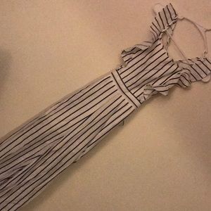 Blue and White Striped Jumpsuit